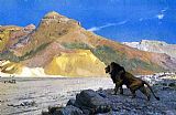 Jean-leon Gerome Canvas Paintings - Lion on a Cliff